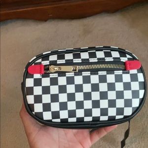 Checked printed bum bag